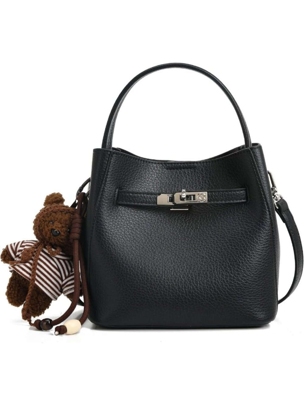 Chic Light Luxury Bucket Bag | Lychee Patterned Handbag | Versatile Crossbody